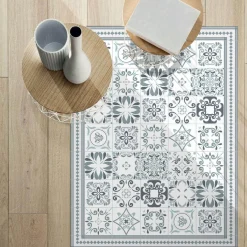 Gifi Nettoyage Et Entretien|Tapis rectangulaire vinyle motif carreau de ciment 120 x 90 cm