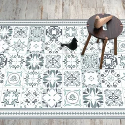 Gifi Nettoyage Et Entretien|Tapis rectangulaire vinyle motif carreau de ciment 150 x 100 cm