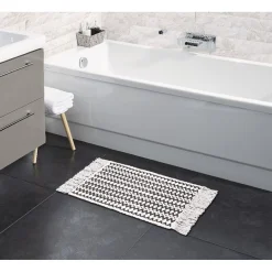 Gifi Aménagement Salle De Bain^Tapis salle de bain tissé motif ethnique beige noir