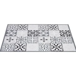 Gifi Nettoyage Et Entretien|Tapis vinyle imprimé carreau de ciment noir gris L. 70 cm