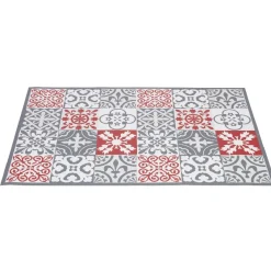 Gifi Nettoyage Et Entretien|Tapis vinyle imprimé carreau de ciment rouge gris L. 70 cm
