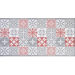 Gifi Nettoyage Et Entretien|Tapis vinyle imprimé carreau de ciment rouge gris L. 99 cm