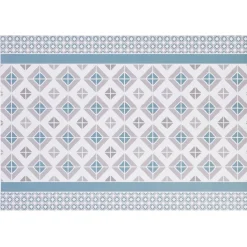 Gifi Nettoyage Et Entretien|Tapis vinyle imprimé géométrique bleu gris L. 70 cm