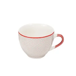 Gifi Tasse à café en porcelaine motif esprit campagne rouge gris 22 cl