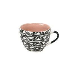 Gifi Tasse à café en porcelaine motif graphique noir blanc 22 cl
