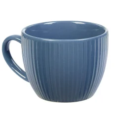 Gifi Tasse à expresso en faïence 10 cl bleu et rainures verticales relief