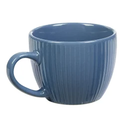 Gifi Tasse à expresso en faïence 10 cl bleu et rainures verticales relief