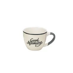 Gifi Tasse à expresso porcelaine vert avec inscription "Good Morning" 9 cl