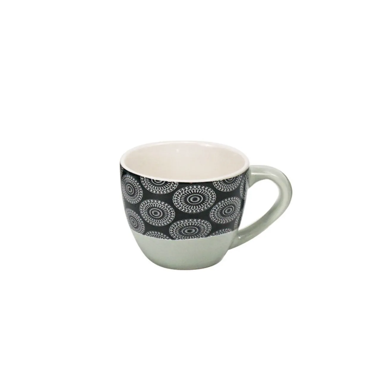 Gifi Tasse à expresso porcelaine motif rosace noir blanc 9 cl