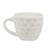 Gifi Tasse à expresso porcelaine blanc à motif fleur taupe 9 cl