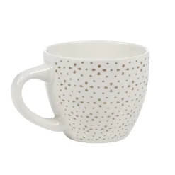 Gifi Tasse à expresso porcelaine blanc à motif fleur taupe 9 cl