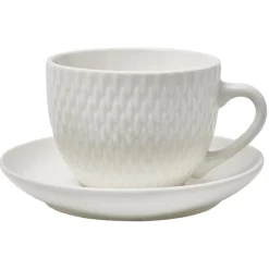 Gifi Tasse embossée avec sous-tasse faïence blanc x4