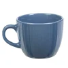 Gifi Tasse en faïence 23 cl uni bleu avec rainures verticales en relief