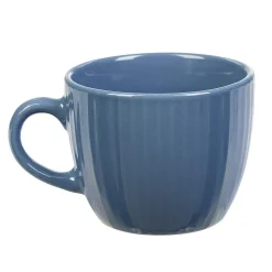 Gifi Tasse en faïence 23 cl uni bleu avec rainures verticales en relief