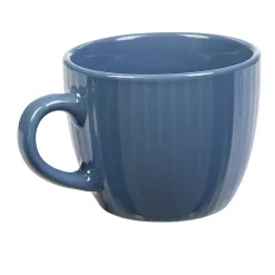Gifi Tasse en faïence 23 cl uni bleu avec rainures verticales en relief