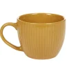 Gifi Tasse en faïence 23 cl uni jaune moutarde rainures verticales relief