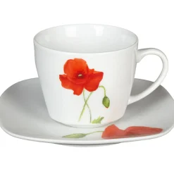 Gifi Tasse et sous tasse design coquelicot
