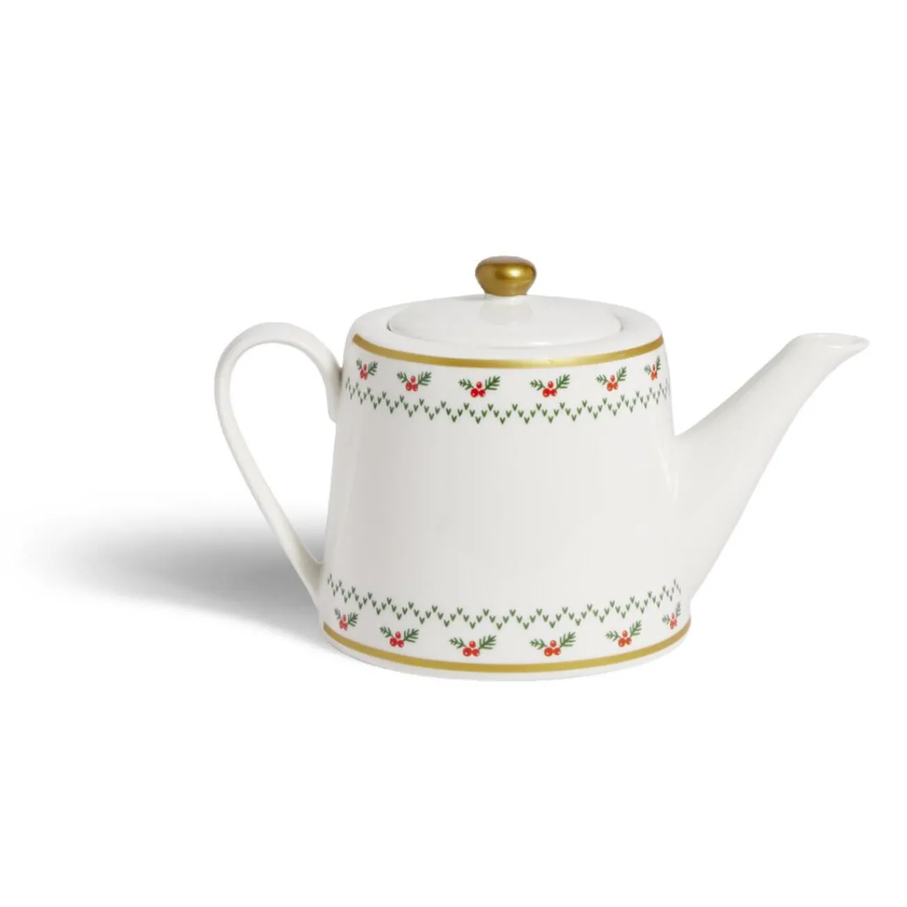 Gifi Theière de Noël 1,2L blanche et dorée motifs houx