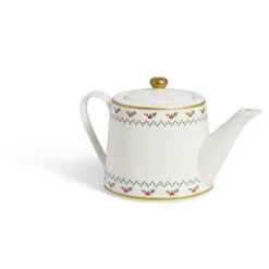 Gifi Theière de Noël 1,2L blanche et dorée motifs houx
