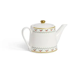 Gifi Theière de Noël 1,2L blanche et dorée motifs houx