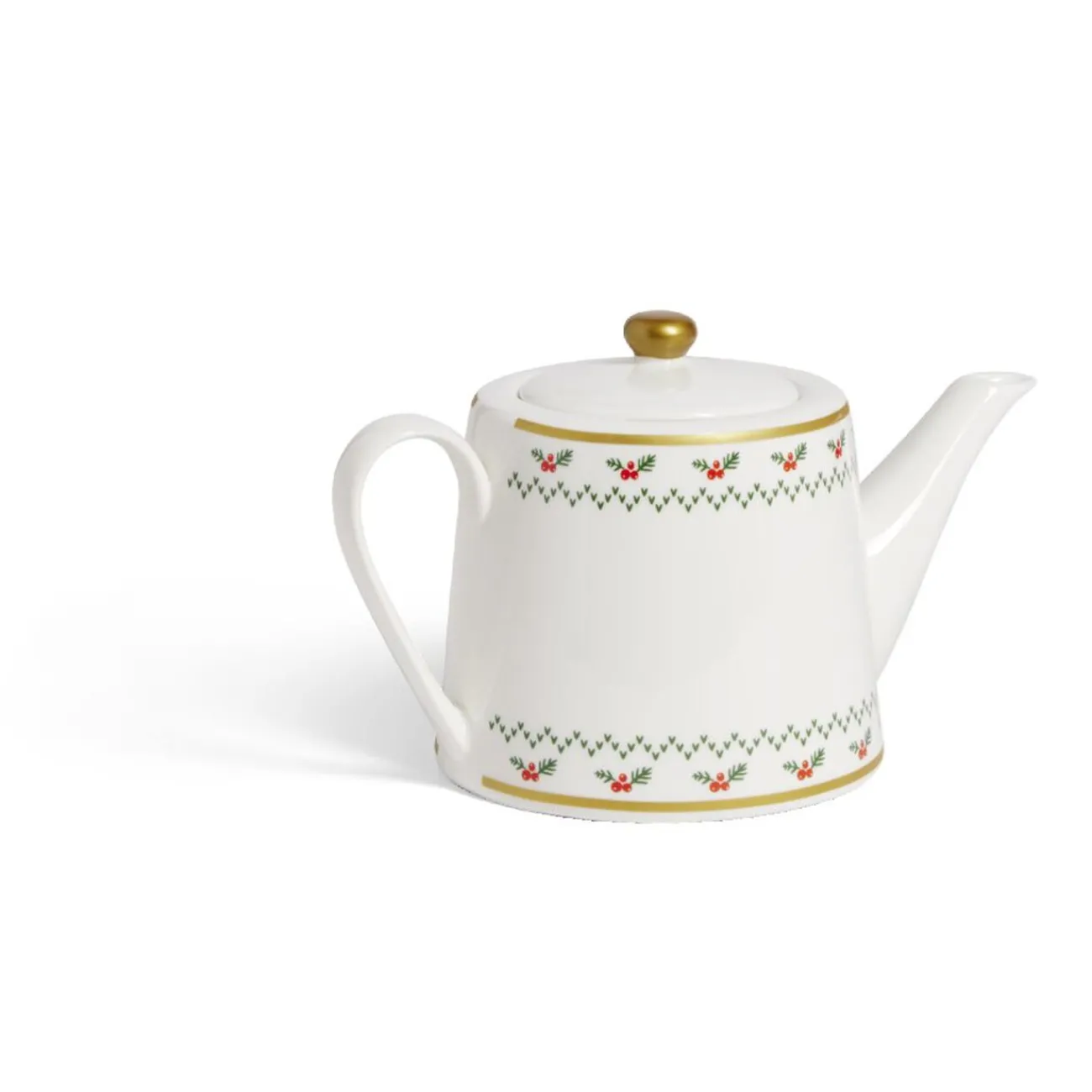 Gifi Theière de Noël 1,2L blanche et dorée motifs houx