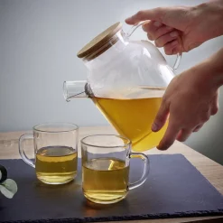 Gifi Théière en verre et bambou 1,6L