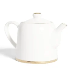 Gifi Théière 1L faïence blanc et doré Ø12xH15xm