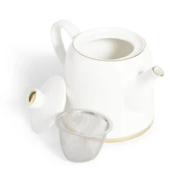 Gifi Théière 1L faïence blanc et doré Ø12xH15xm