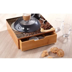 Gifi Tiroir à dosettes bambou design graine de café