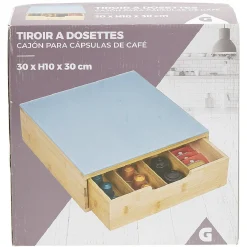 Gifi Tiroir à dosettes en bambou avec plateau en verre