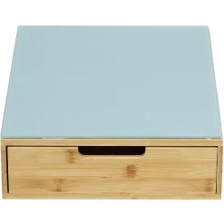 Gifi Tiroir à dosettes en bambou avec plateau en verre