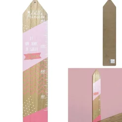 Gifi Rangement|Toise bois fille Little Princesse blanc et rose 70 à 140cm