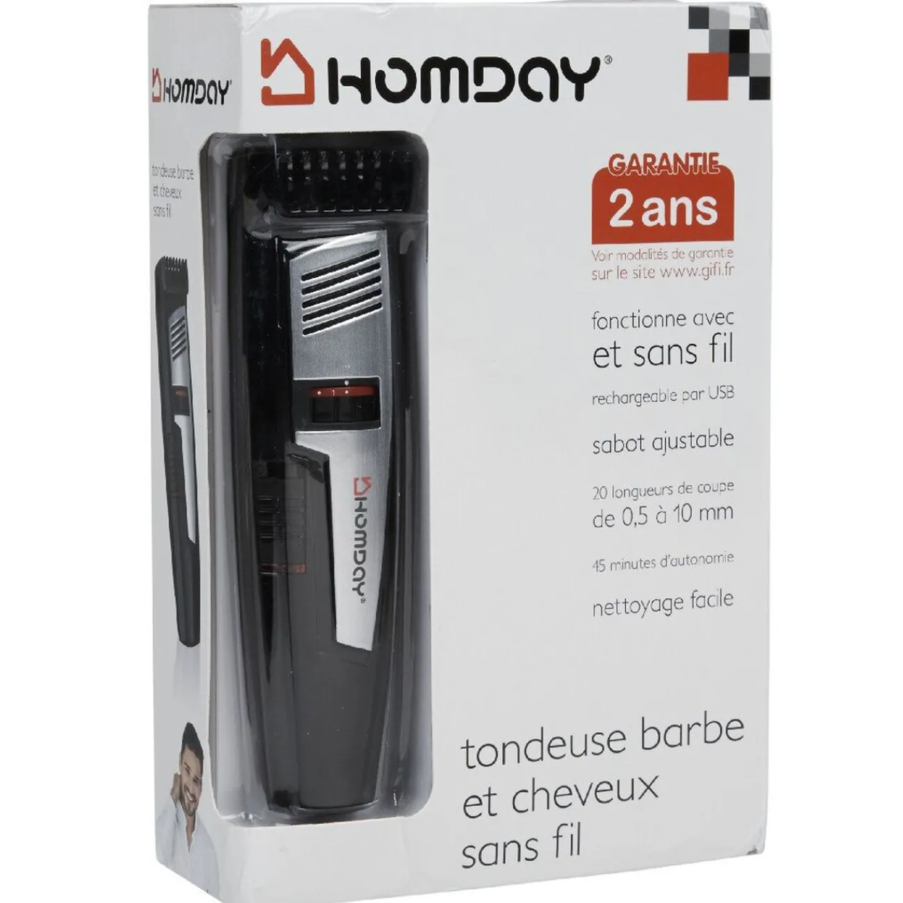 Gifi Beauté^Tondeuse barbe et cheveux sans fil Homday
