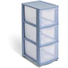 Gifi Rangement|Tour de rangement à 3 tiroirs plastique bleu 27x37x63cm
