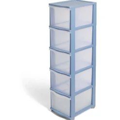 Gifi Rangement|Tour de rangement à 5 tiroirs plastique transparent 37x27x103cm