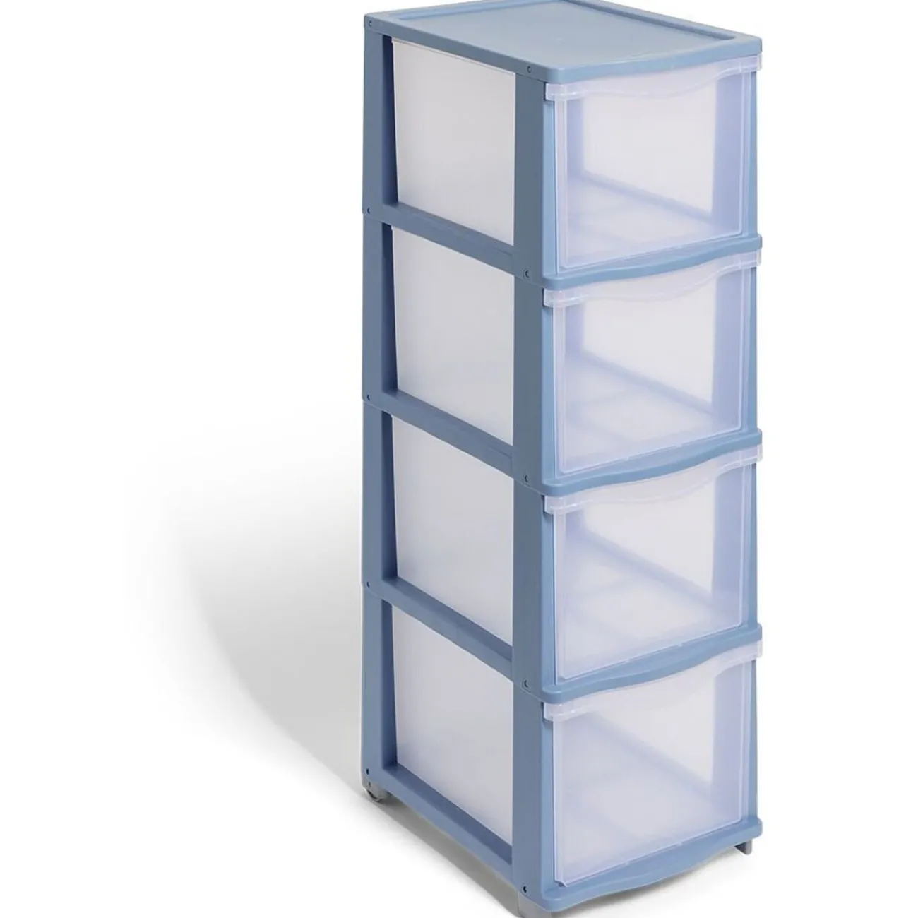 Gifi Rangement|Tour de rangement à 4 tiroirs plastique bleu 27x37x82,7cm