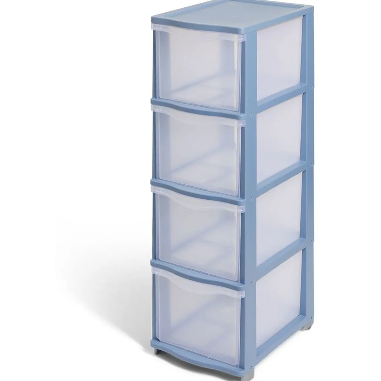 Gifi Rangement|Tour de rangement à 4 tiroirs plastique bleu 27x37x82,7cm