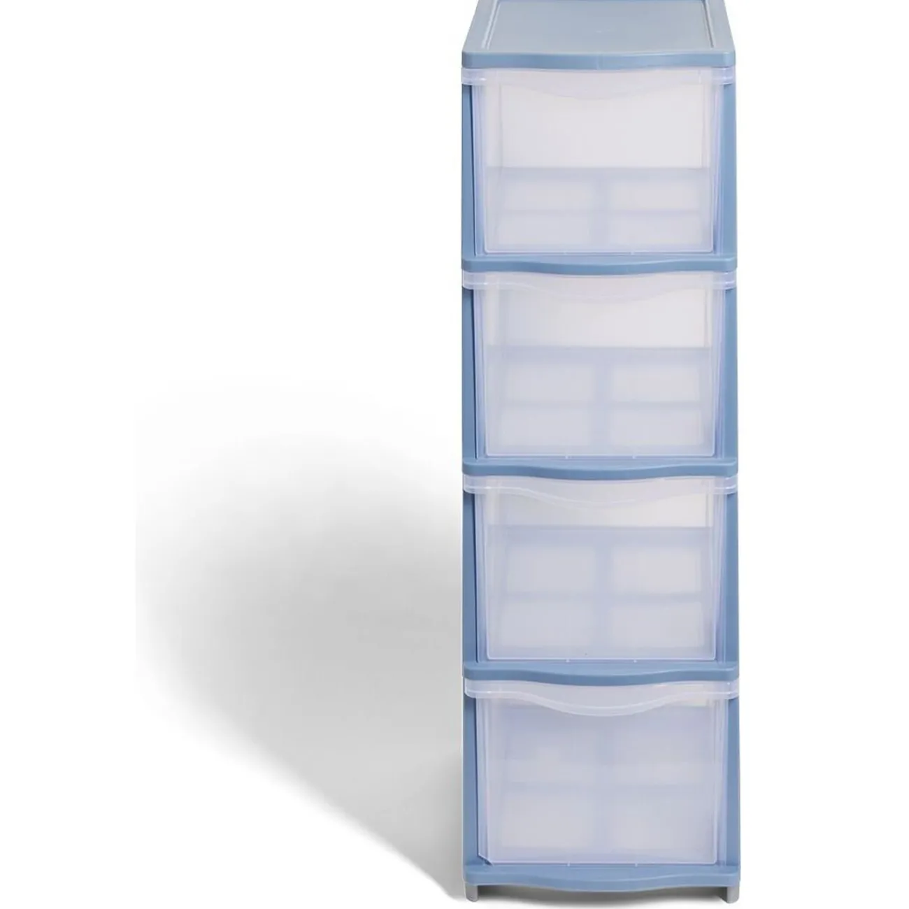 Gifi Rangement|Tour de rangement à 4 tiroirs plastique bleu 27x37x82,7cm