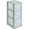 Gifi Rangement|Tour de rangement à 3 tiroirs plastique vert 27x37x63cm
