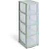 Gifi Rangement|Tour de rangement à 4 tiroirs plastique vert 27x37x82,7cm