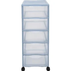 Gifi Rangement|Tour de rangement 5 tiroirs bleu transparent