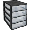 Gifi Rangement|Tour de rangement 4 tiroirs A4 noir et transparent