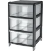 Gifi Rangement|Tour de rangement 3 tiroirs noir transparent 20L