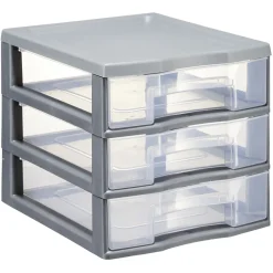 Gifi Rangement|Tour de rangement 3 tiroirs format A6 gris