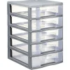 Gifi Rangement|Tour de rangement 5 tiroirs format A6+ gris