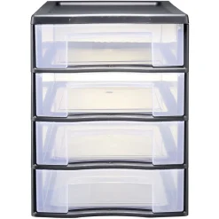 Gifi Rangement|Tour de rangement 4 tiroirs format A4 noir