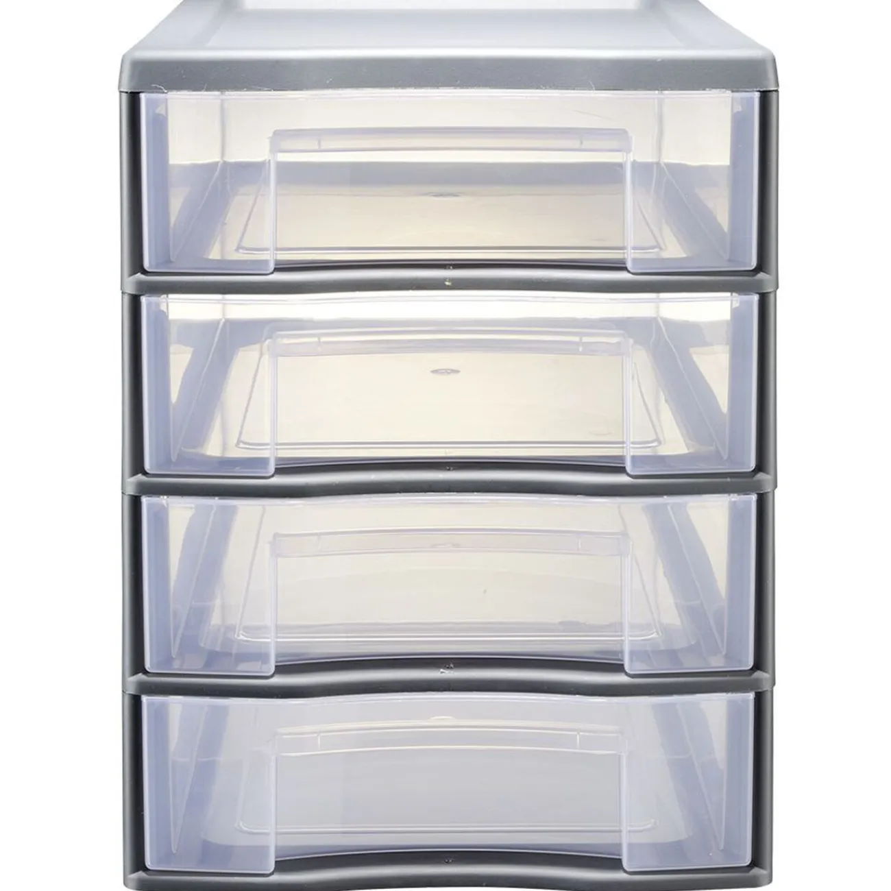 Gifi Rangement|Tour de rangement 4 tiroirs format A4 transparent et gris