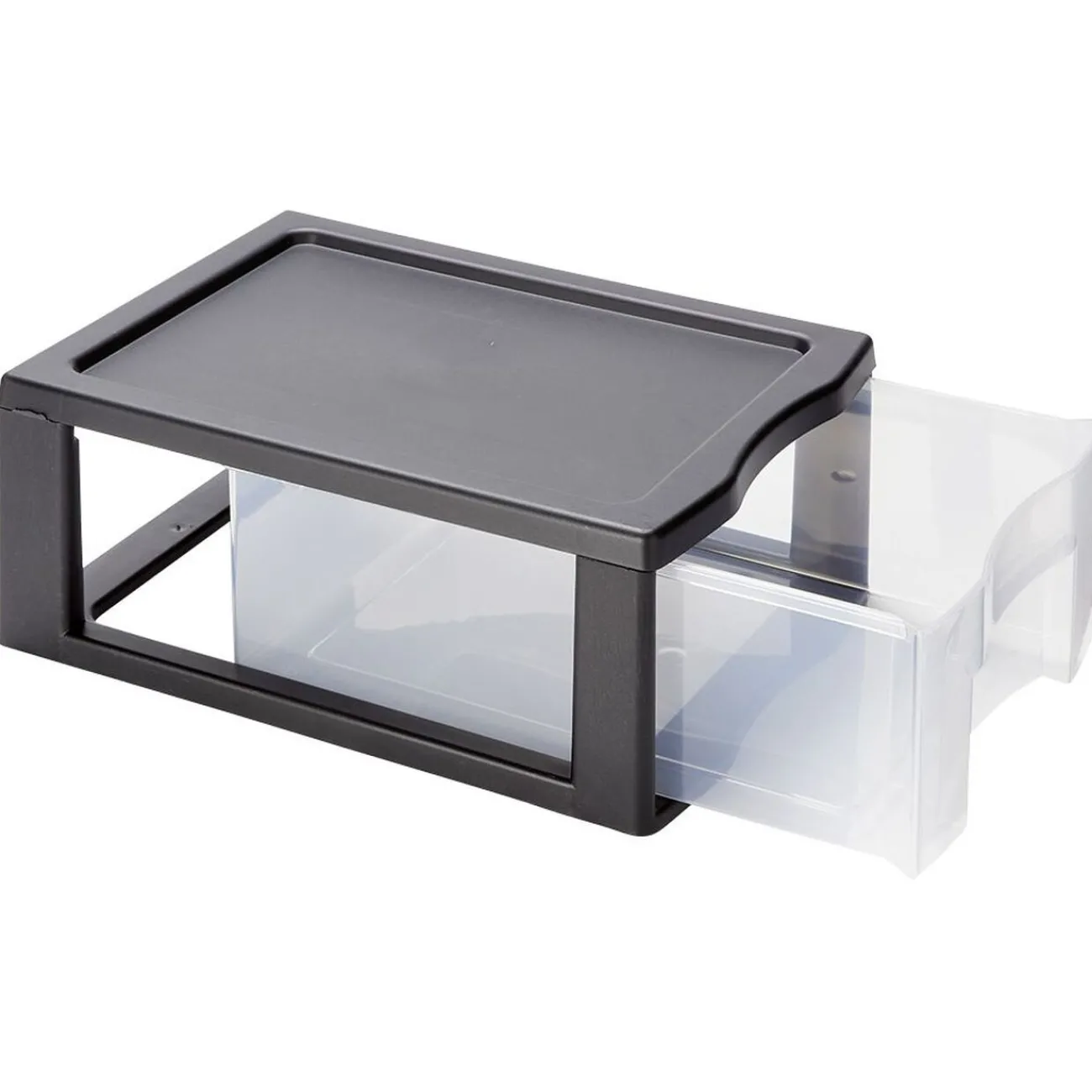 Gifi Rangement|Tour de rangement 1 tiroir format A4 transparent et noir