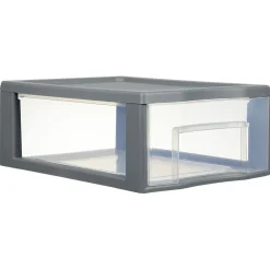 Gifi Rangement|Tour de rangement 1 tiroir format A4 transparent et gris