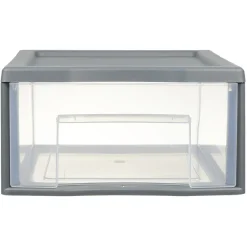 Gifi Rangement|Tour de rangement 1 tiroir format A4 transparent et gris